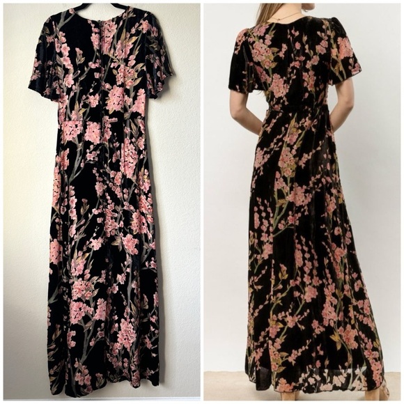 Modcloth Velvet Floral Soiree Saunter Maxi Dress Evening - Picture 13 of 15